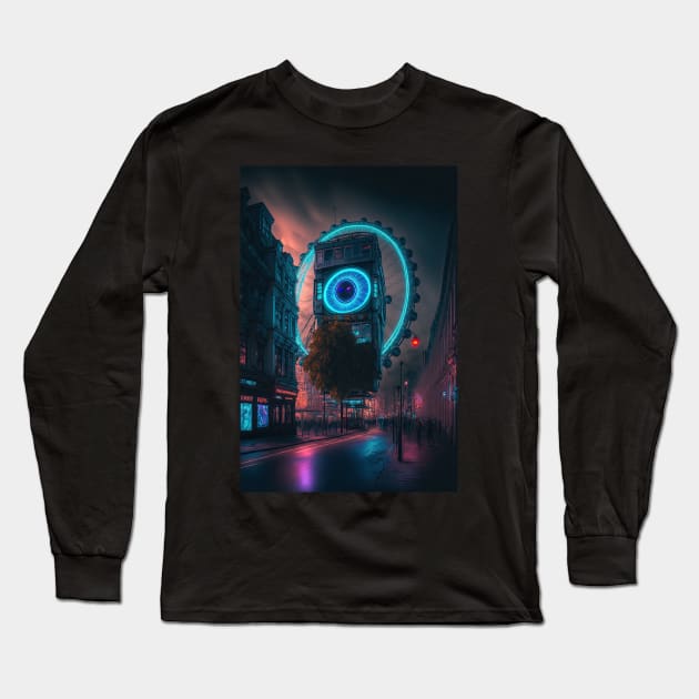 London Eye London Cyberpunk Long Sleeve T-Shirt by Art8085